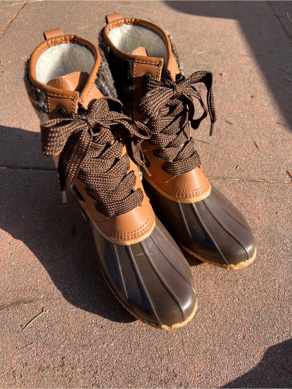 Lands' End Brown Two-Tone Waterproof Rain  Boots